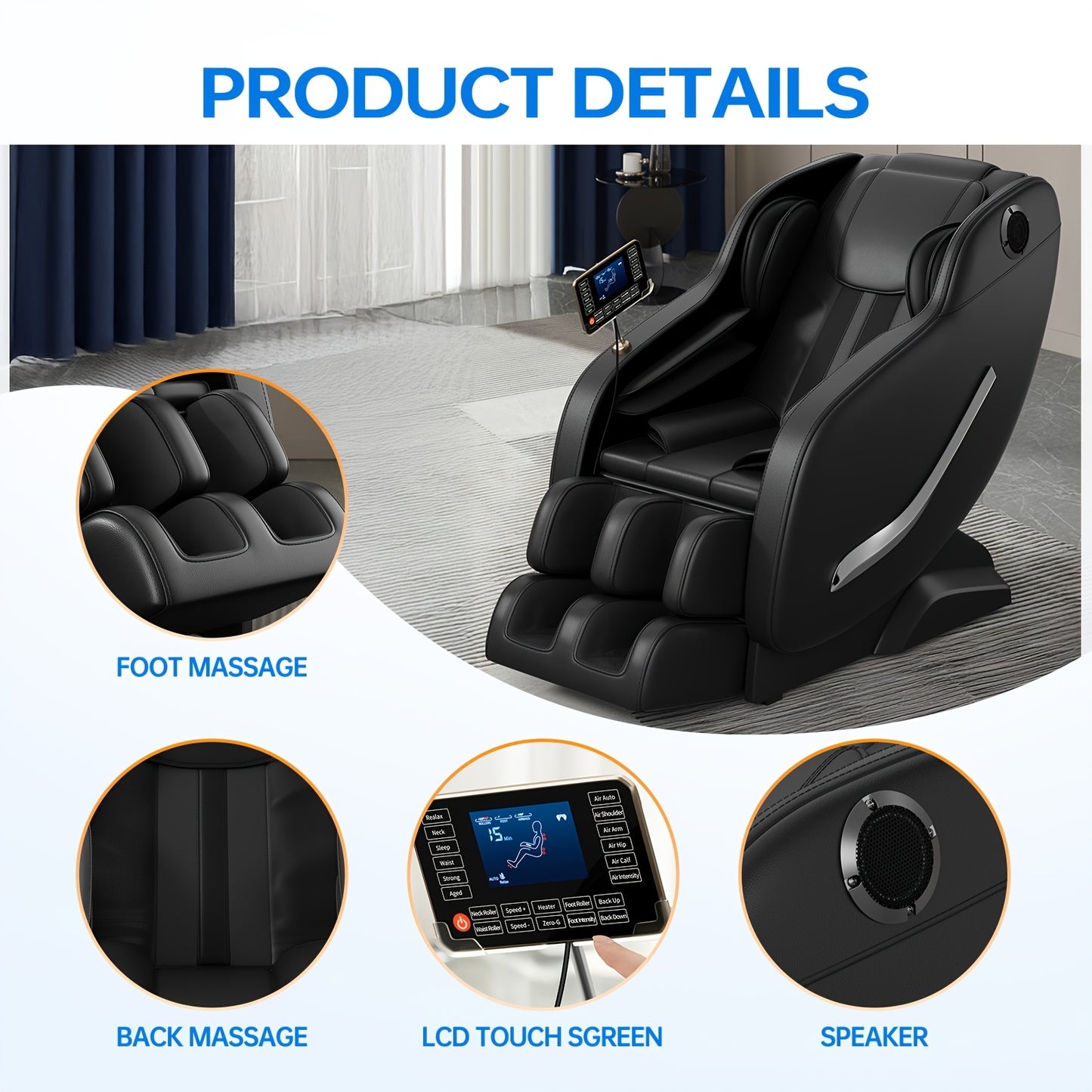 Massage Chair Full Body, Zero Gravity Deep Shiatsu Tissue Massage Chair.