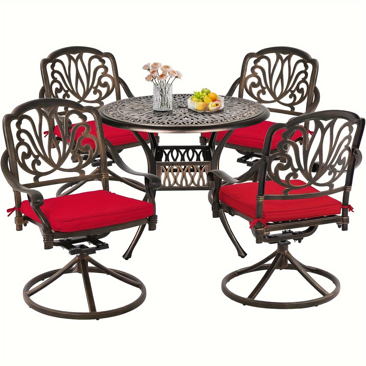 5 Piece Outdoor Cast Aluminum Patio Dining Set.