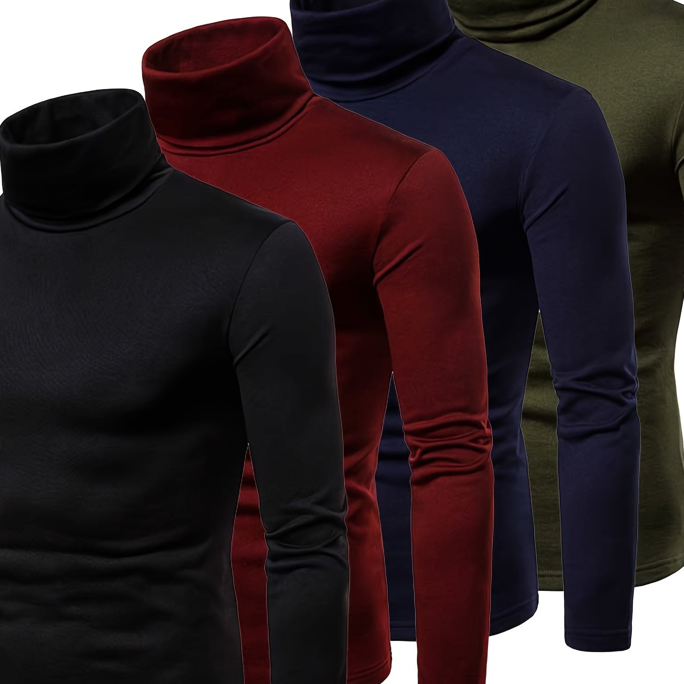 Men Thermal Pullover, Turtleneck Slim Fit Stretch T-shirt.