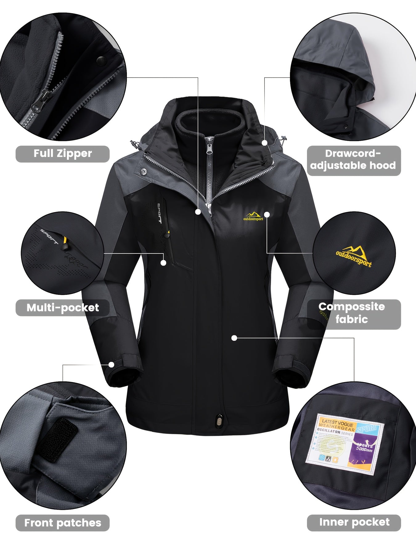 Women’s 3-in-1 Ski Jacket with Detachable Fleece Liner