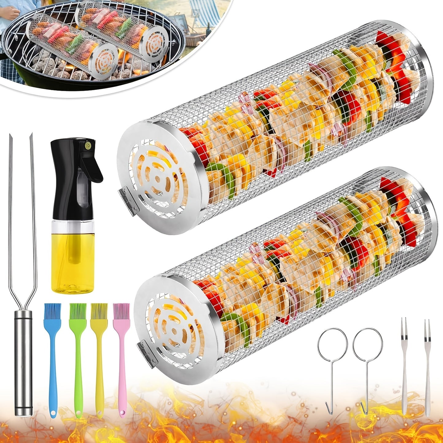 3 Grill Basket SKLJ01/ SKL04/ SKL-D2 Grill Baskets with Firm Lid