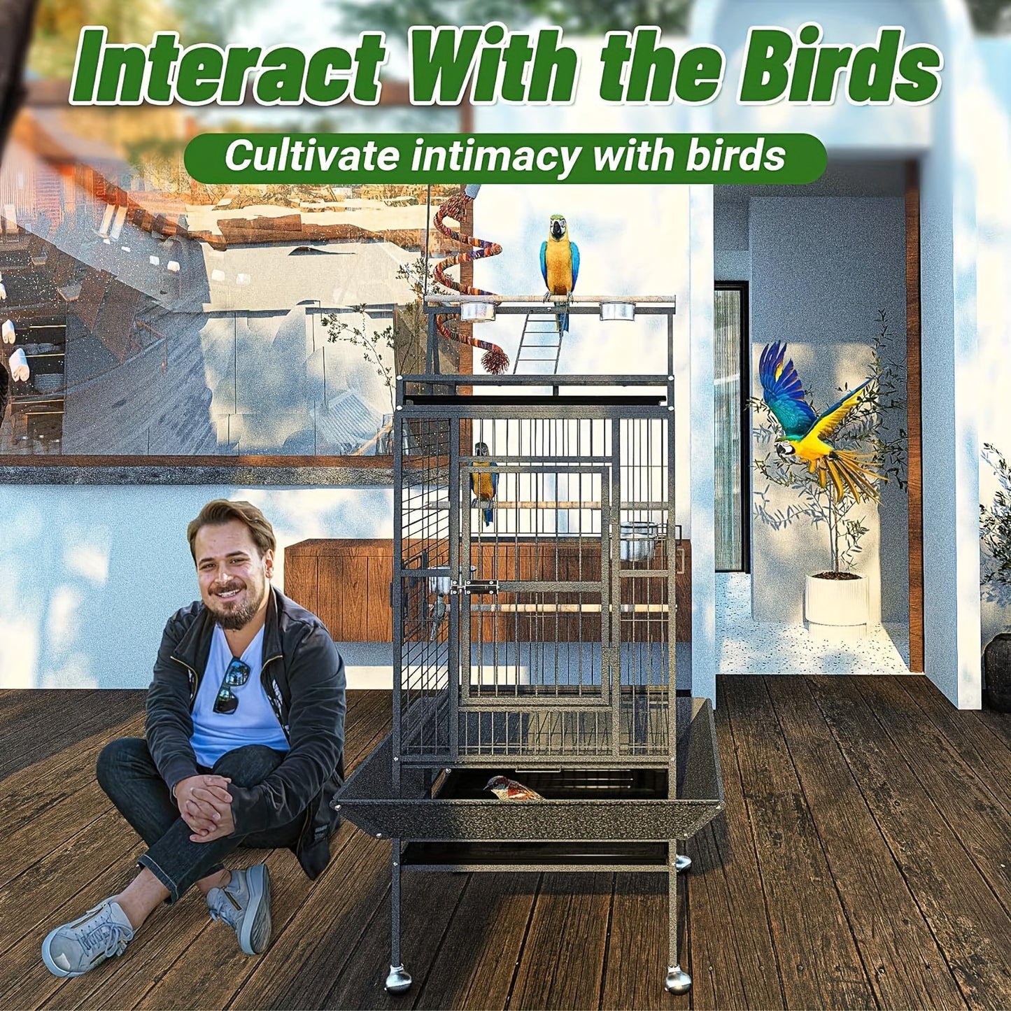 82.7 Inch Wrought Iron Bird Cage, With Rolling Stand, Read More