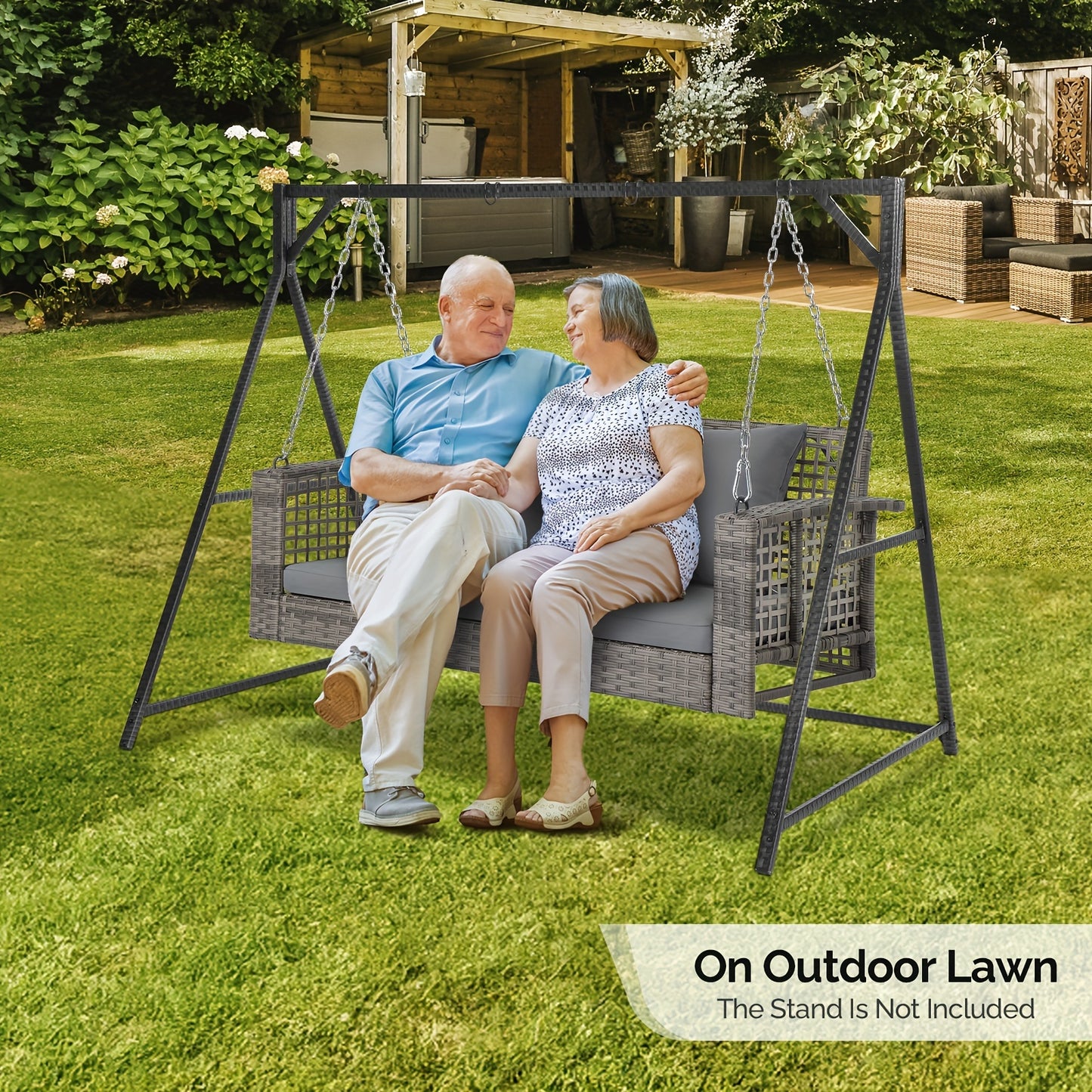 2-Person Grey Wicker Hanging Porch Swing Read More