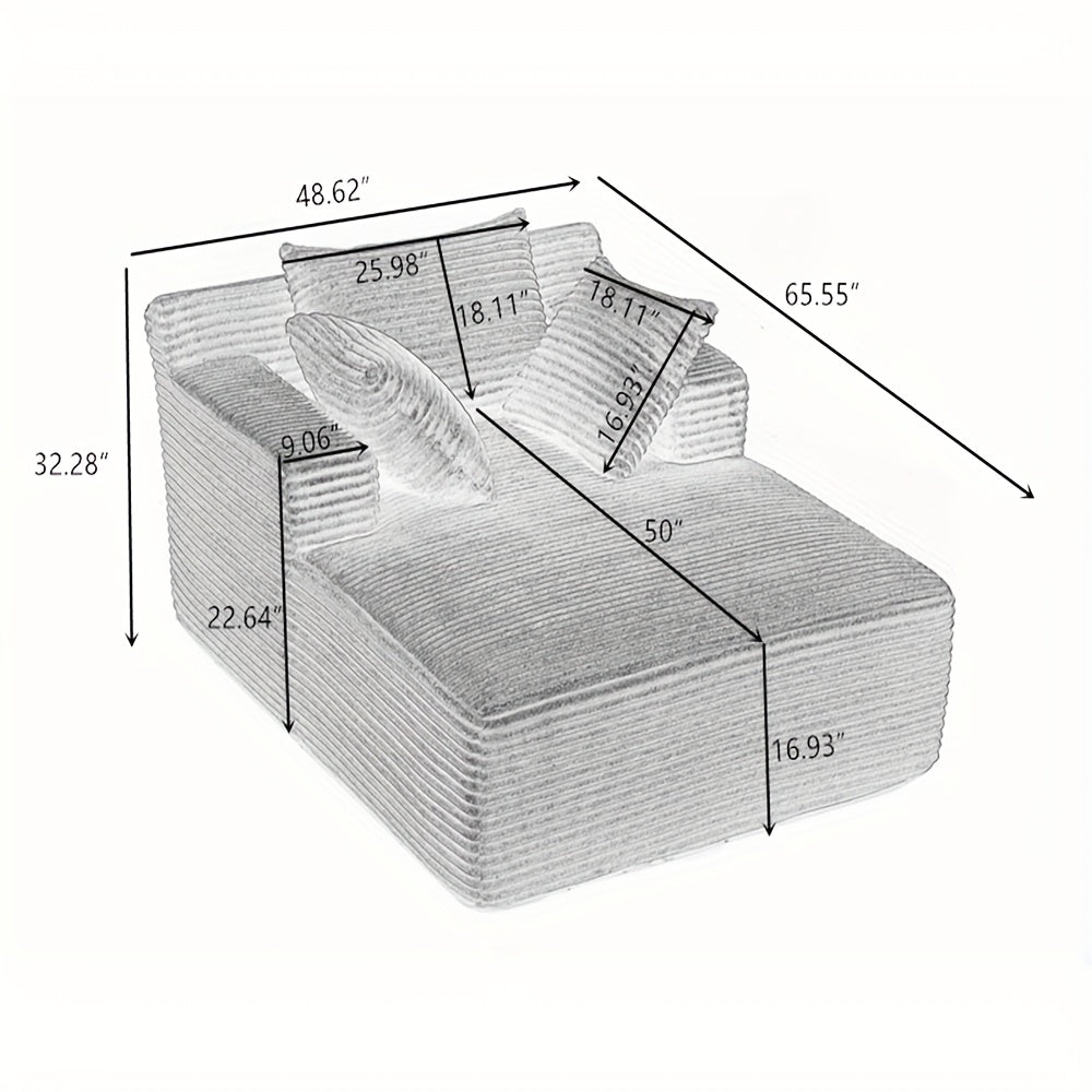 This Oversized 48, 62-inch Chaise Longue Chair Deep Seat Sofa Bed With Throw Pillows.
