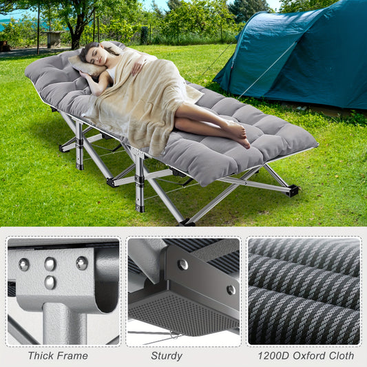 Folding Camping Cot Bed With 2-Side Mattress,