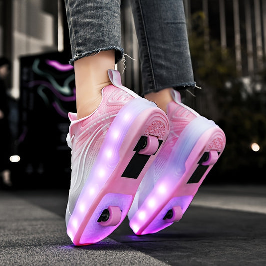 LED Light Breathable And Non Slip Roller Shoes Suitable For Girls,