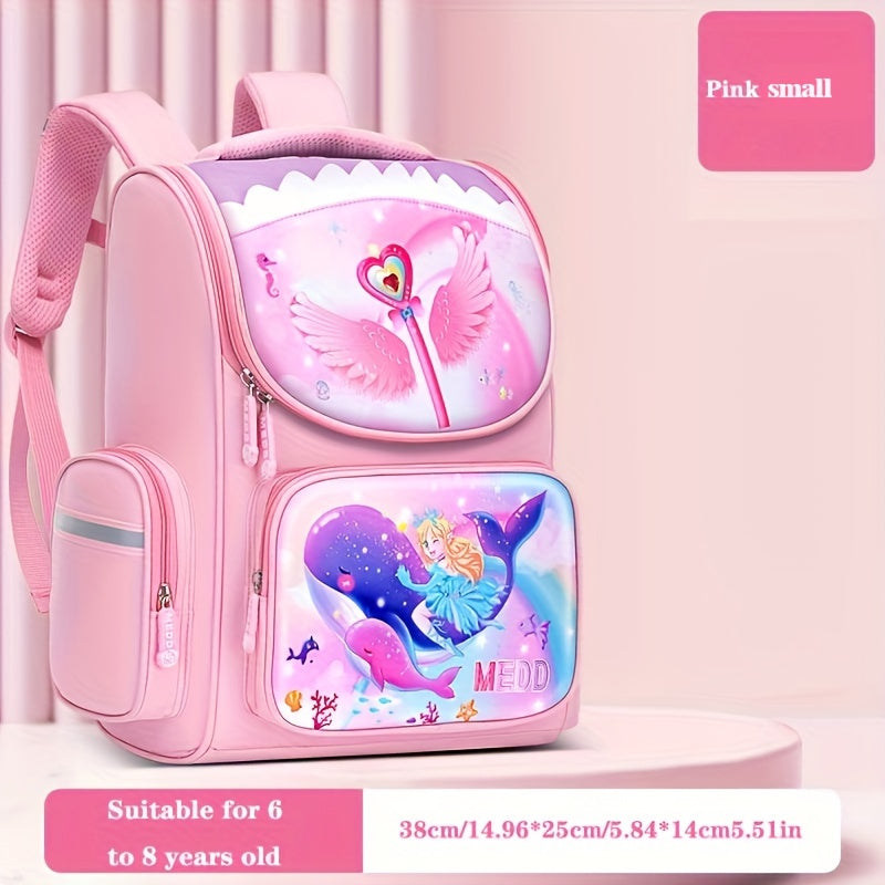 1pc Girl's Spine-protecting Schoolbag, Ultra-light Backpack.