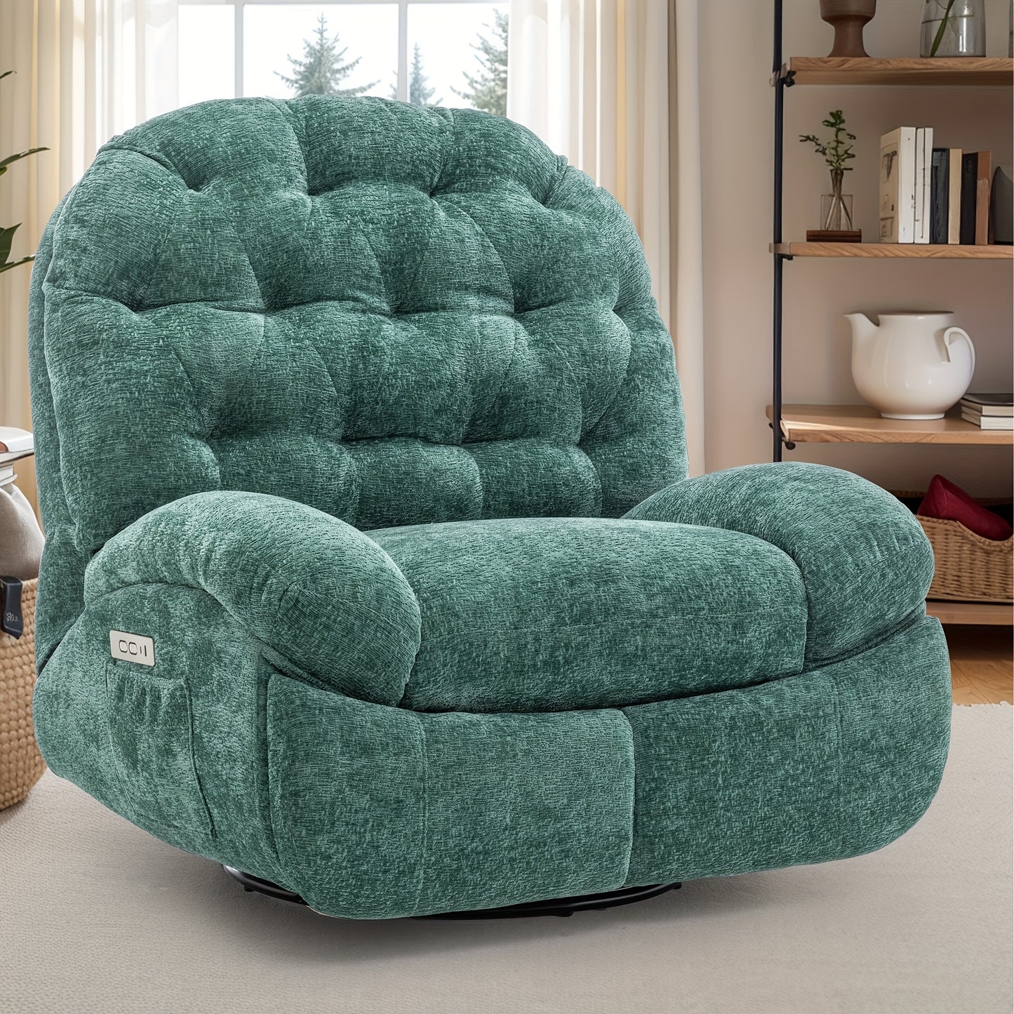 Electric Chenille Recliner Chair with USB Ports