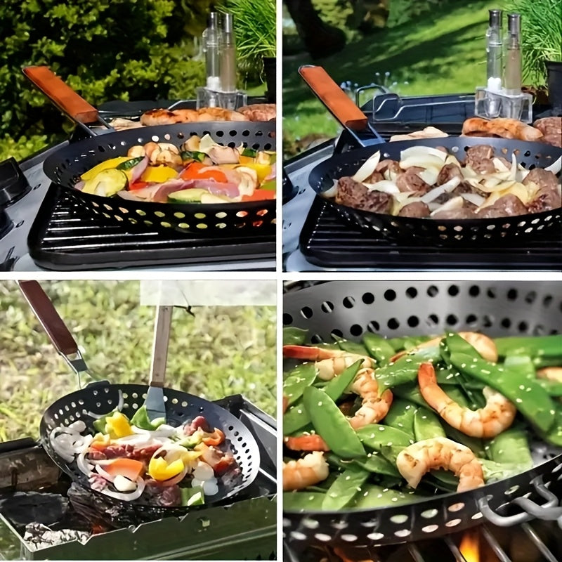Stainless Steel BBQ Grill Basket with Folding Handle