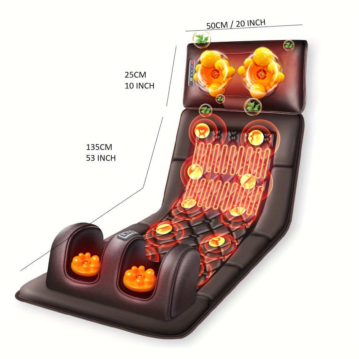 Full Body Heated Massage Pad with Removable Neck Pillow