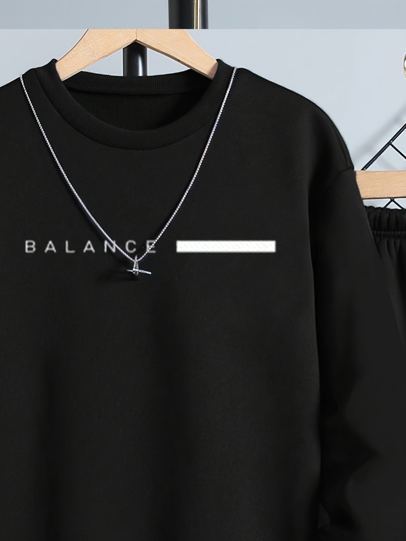 Teen Boys Letter Pattern Sweatshirt And Sweatpants Two-Piece Set.