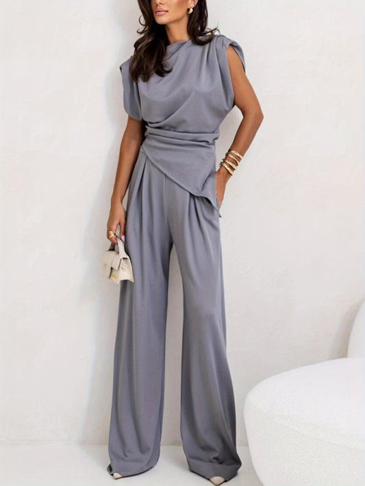 Asymmetrical Solid Color Summer Suit