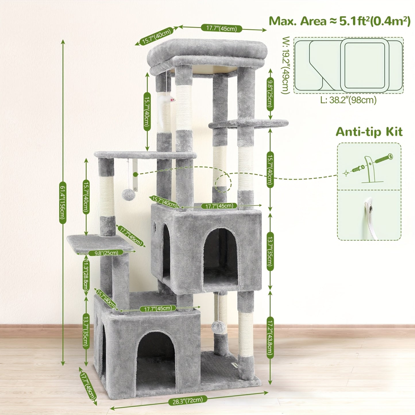 F61 Cat Tower For Indoor Cats, Heavy Duty Cat Tree.