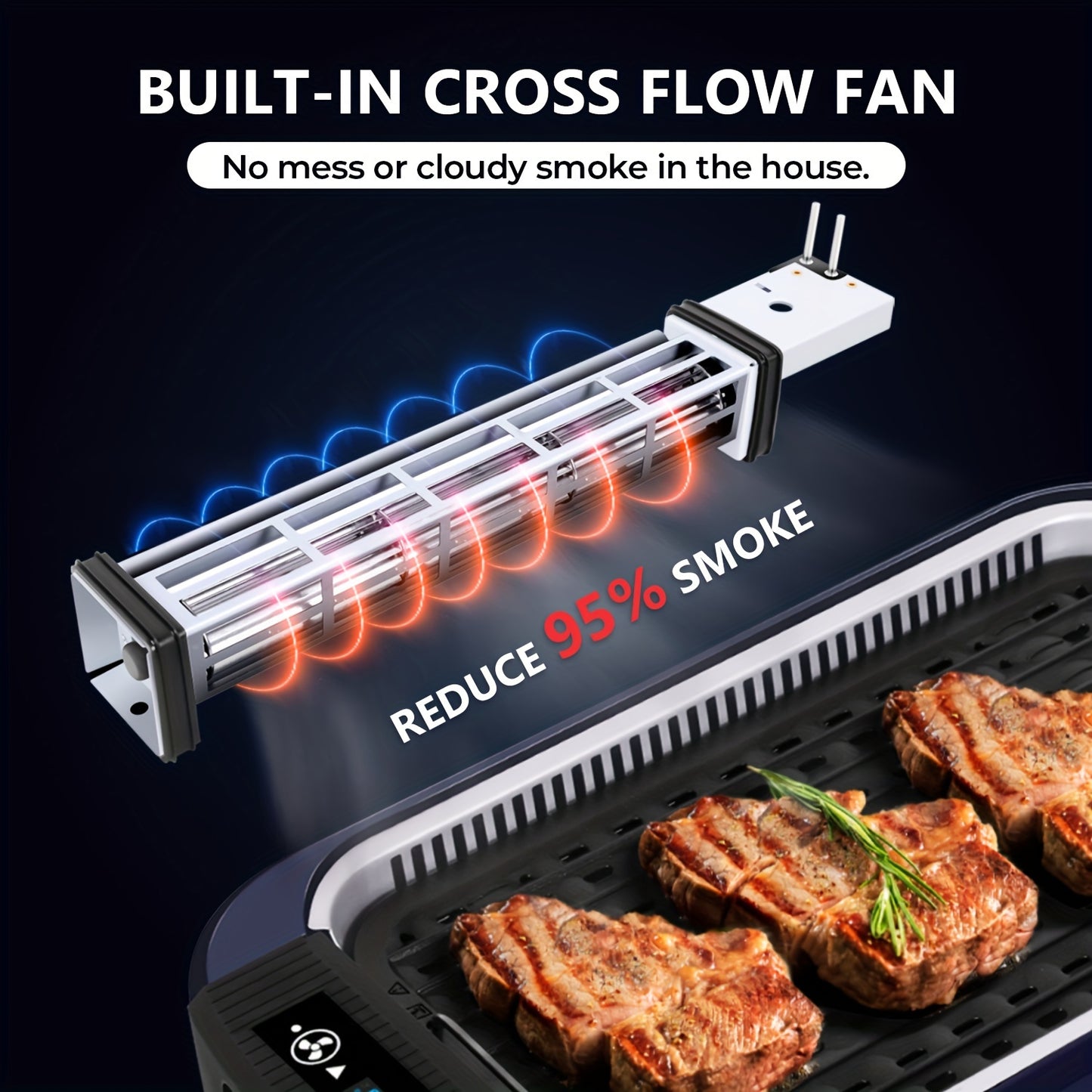Smokeless Indoor Grill Nonstick Grill Pan, Glass Lid,