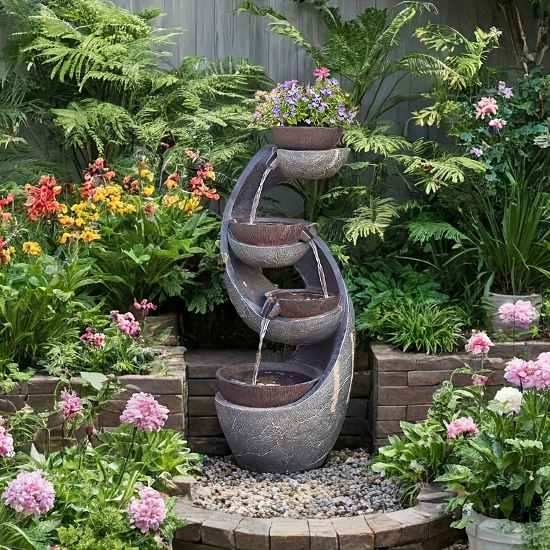 4-Tier Indoor & Outdoor Waterfall Fountain with LED Lights