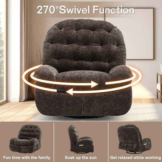Electric Chenille Recliner Chair with USB Ports