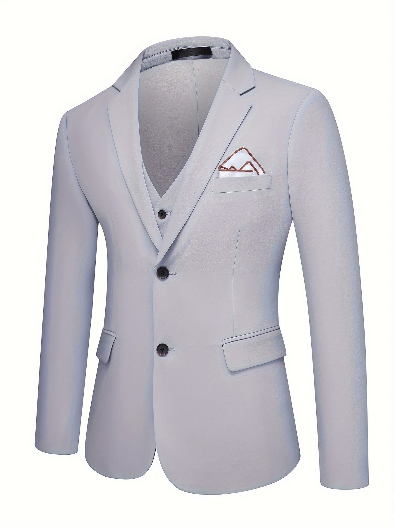 3-Piece Men's Classic Dress Suit, Single-breasted Jacket + Vest + Trousers.