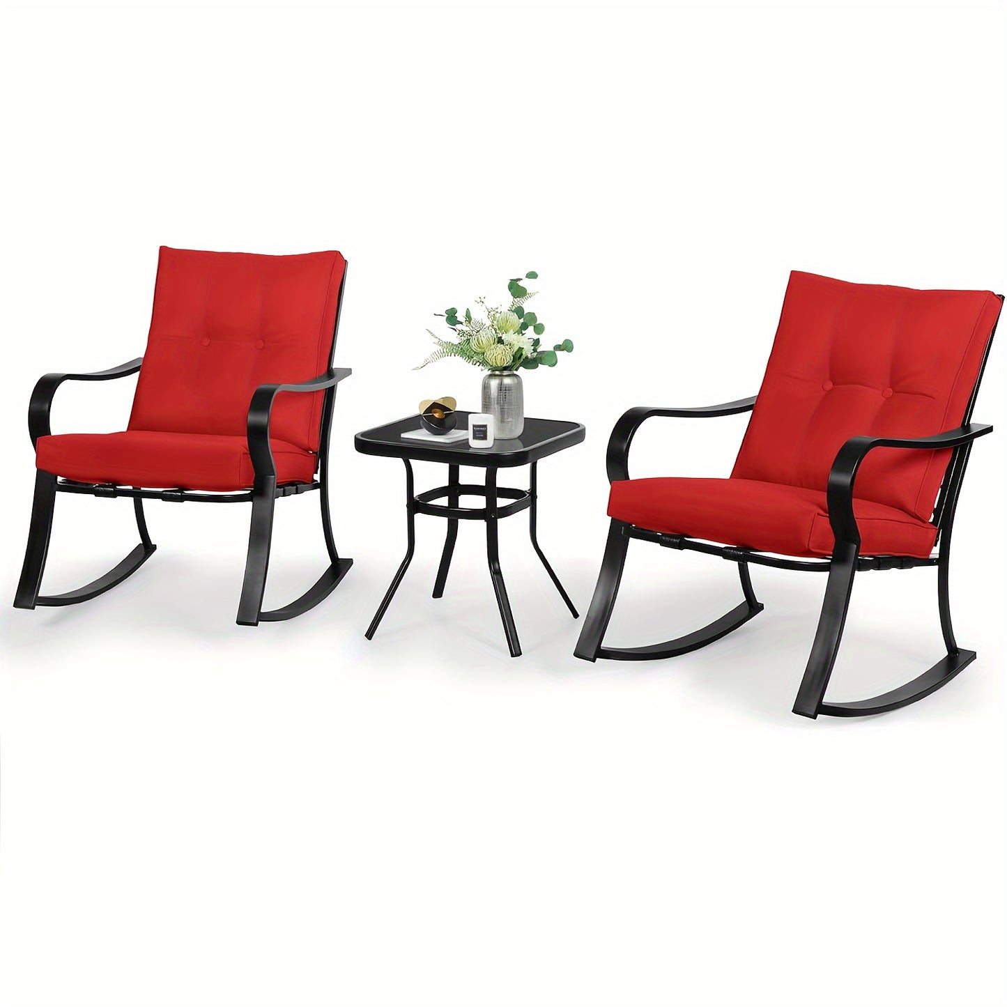 3-Piece Outdoor Rocking Chairs Bistro Set, Read More