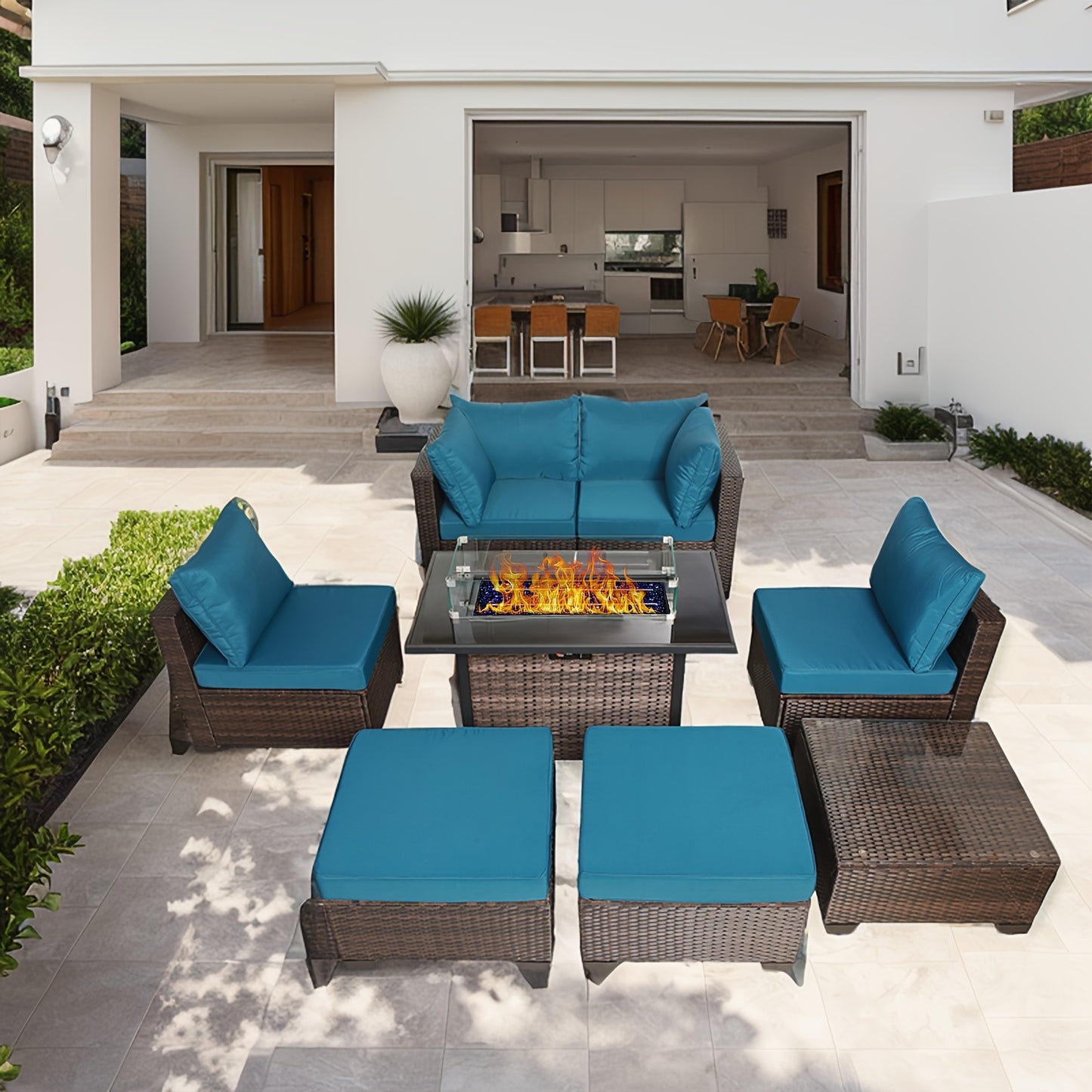 Outdoor Patio Furniture Set With Fire Pit Table