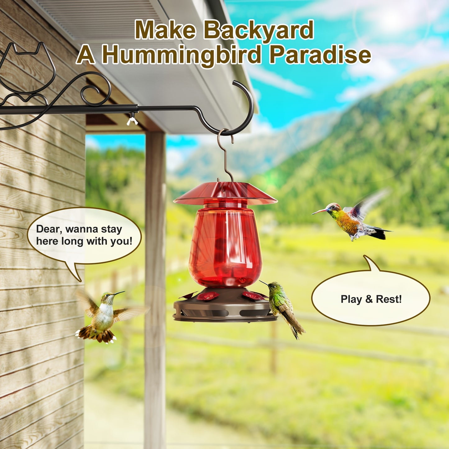 16 Ounces Glass Hummingbird Feeder For Outdoors.