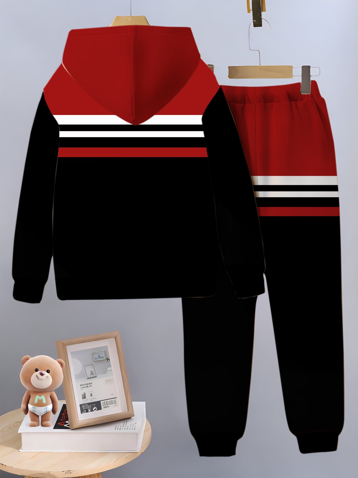 Boys' 3D Casual Outfit - Long Sleeve Hoodie & Pants Set,
