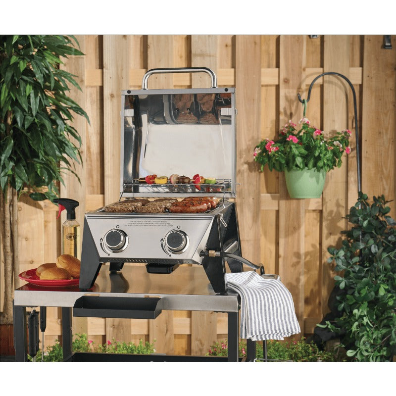 Expert Grill 2-Burner Tabletop Gas Grill, Stainless Steel, 13,000 BTUs