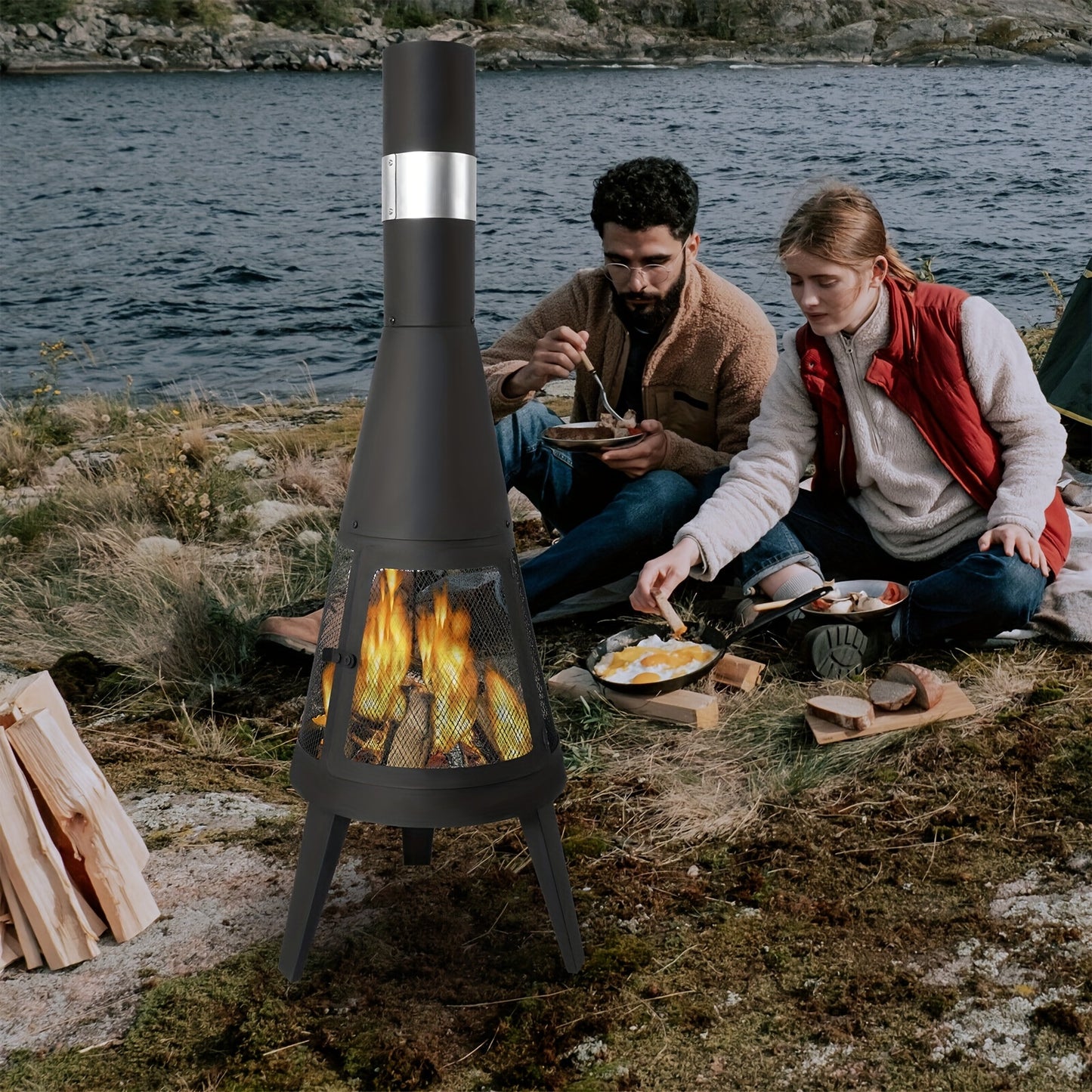 Cozy Patio Chiminea - Outdoor Wood Burning Fireplace.