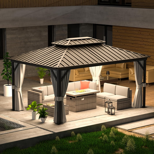 12FT X 16FT Galvanized Steel Hardtop Gazebo,