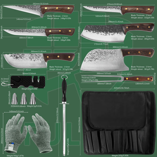 13pcs/set High Carbon Steel Portable Butcher Knife Set Read More