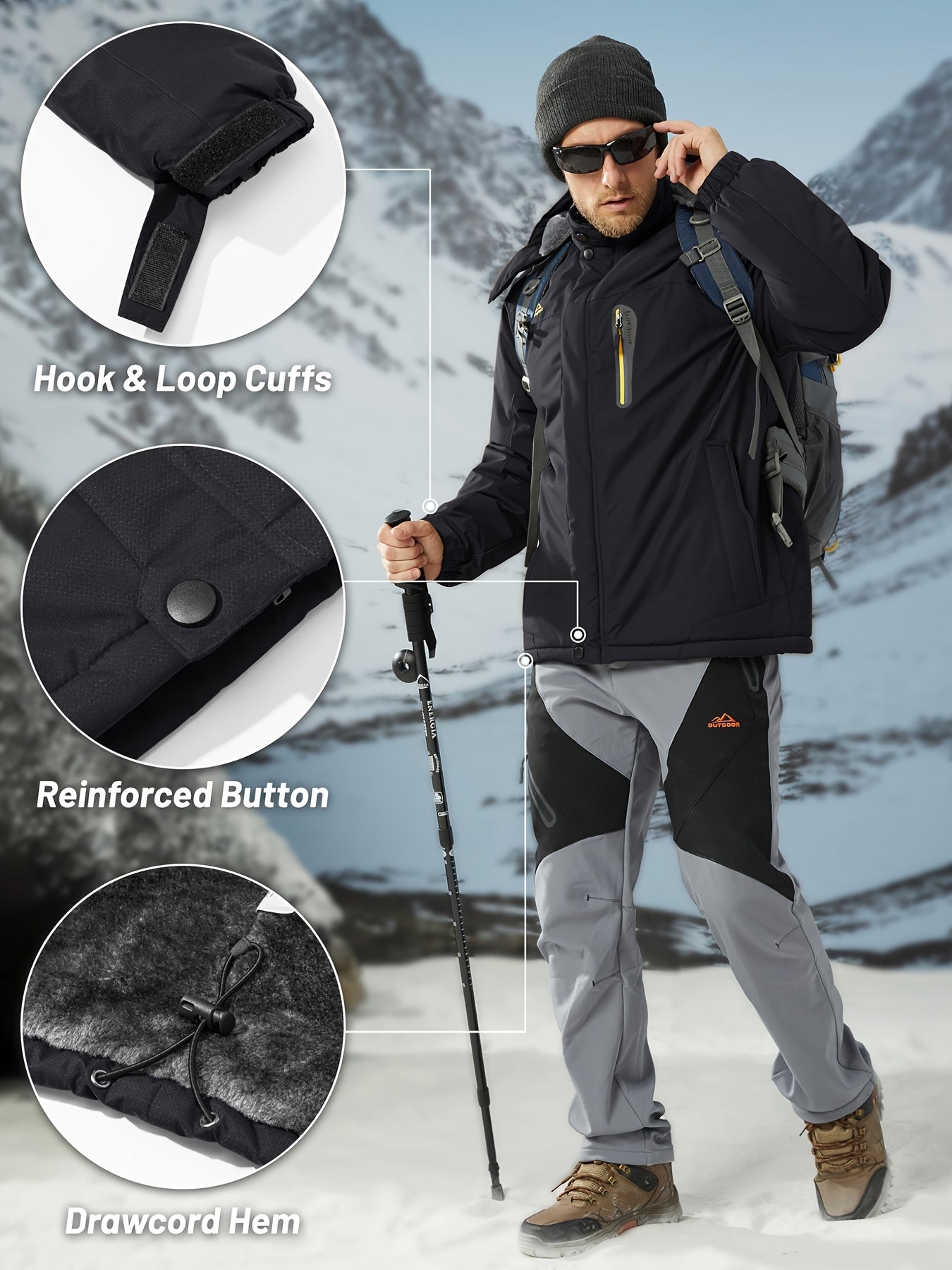 Men’s Winter Fleece Lined Jacket and Pants Set