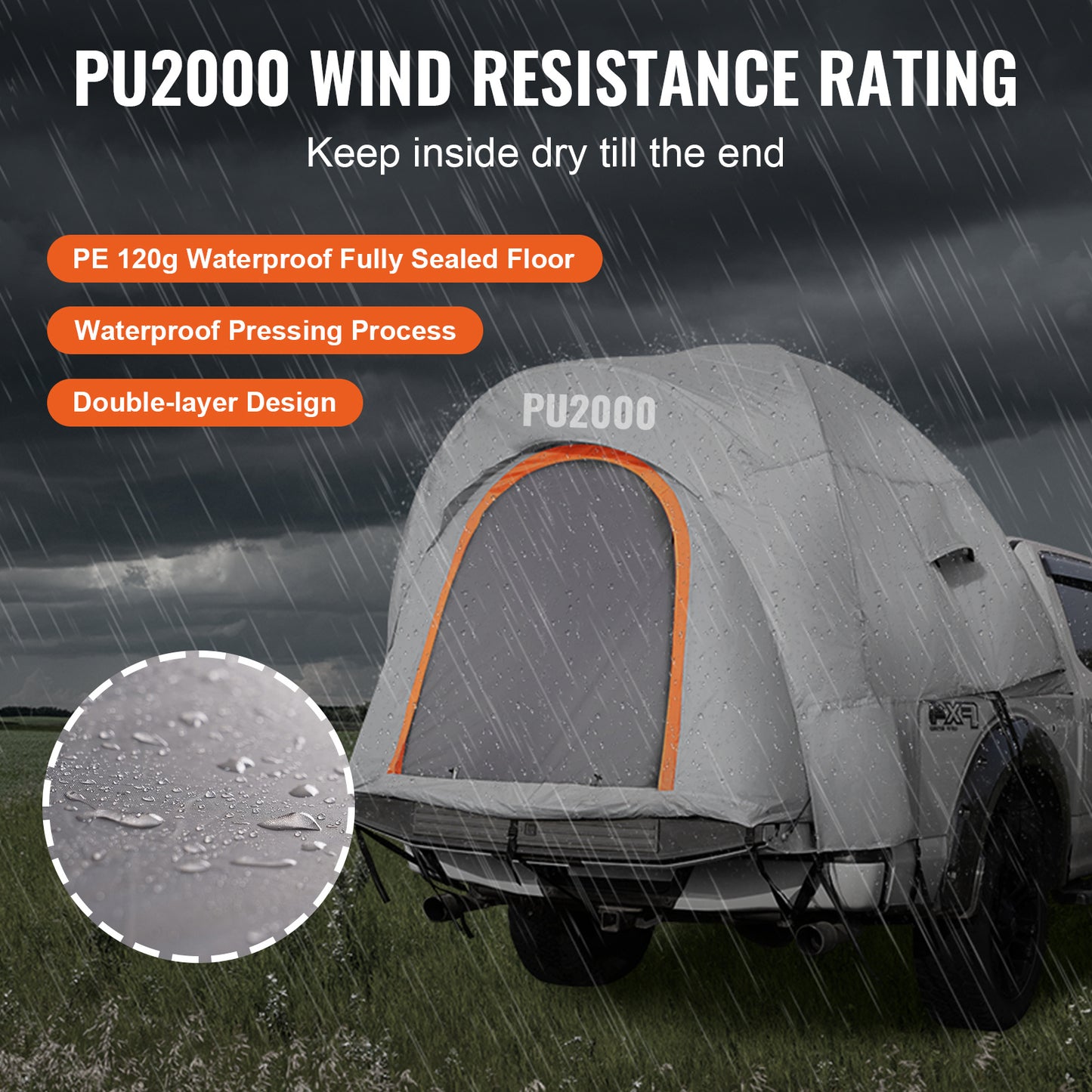 Pickup Truck Bed Tent, 6.4'-6.7' w/ Rain Layer and Carry Bag, Read More.