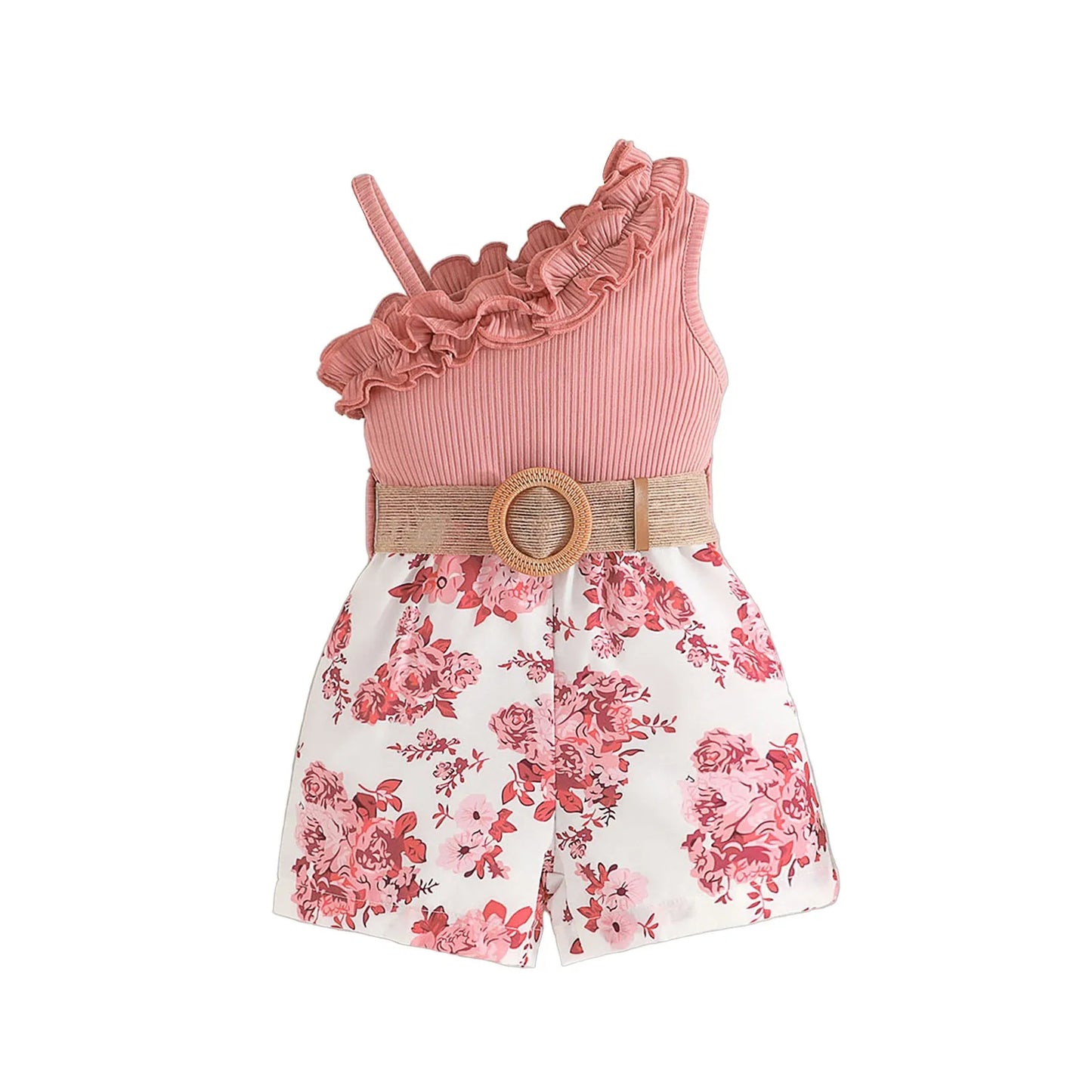 Girls Lace Neckline Floral Princess Dress