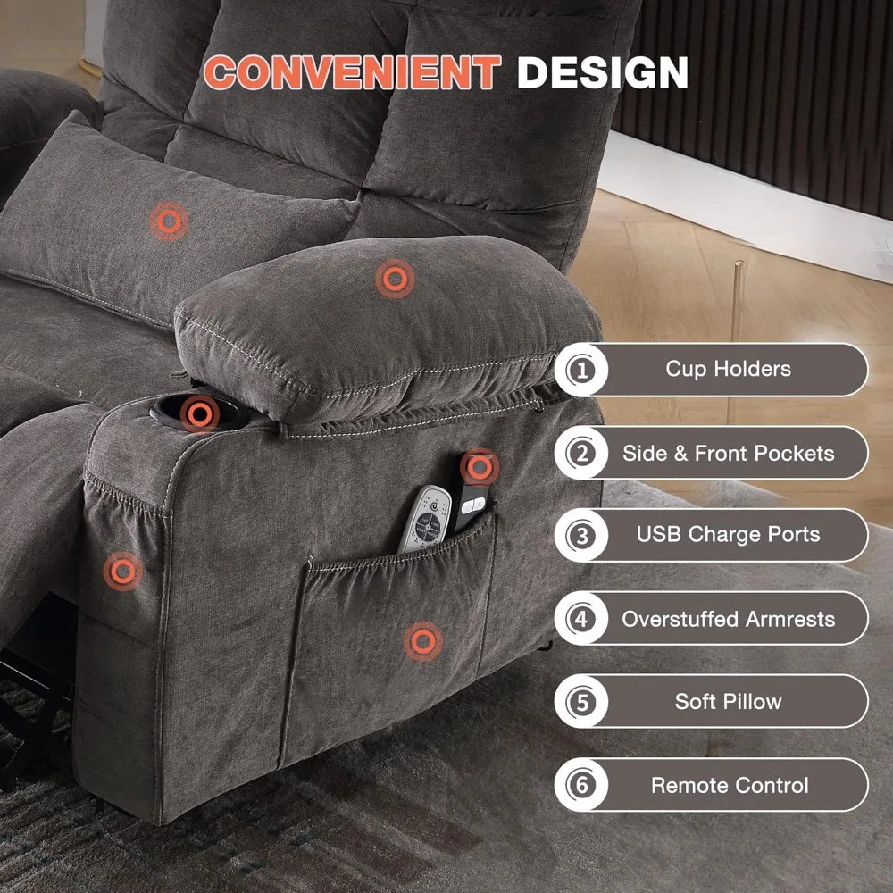 Power Lift Recliner Chair with Massage and Lumbar Heating