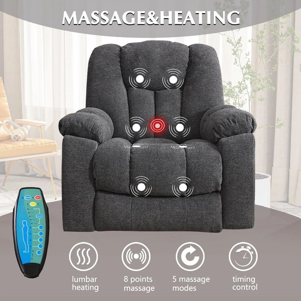 Power Lift Recliner Chair with Massage Heat and USB Ports