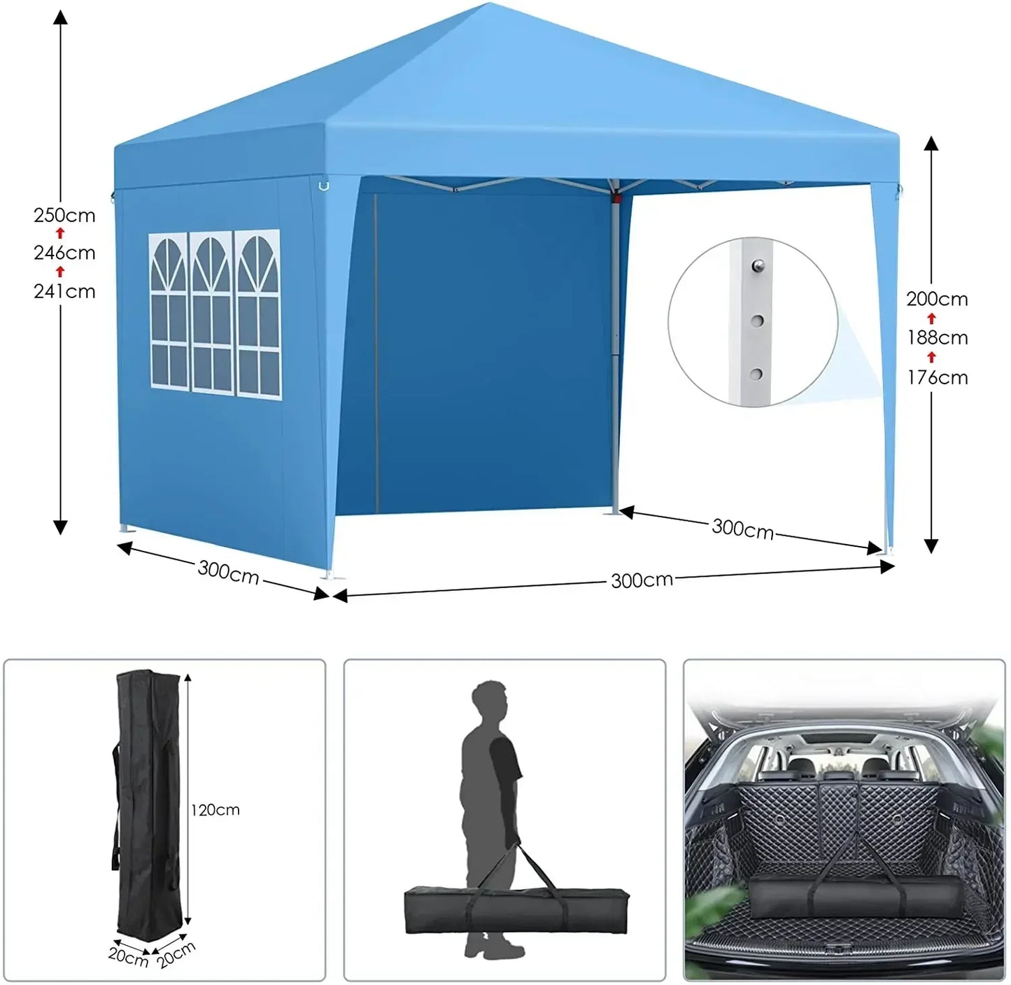 3x3m Sunshade Gazebo Portable Outdoor Rainproof Tent. See More