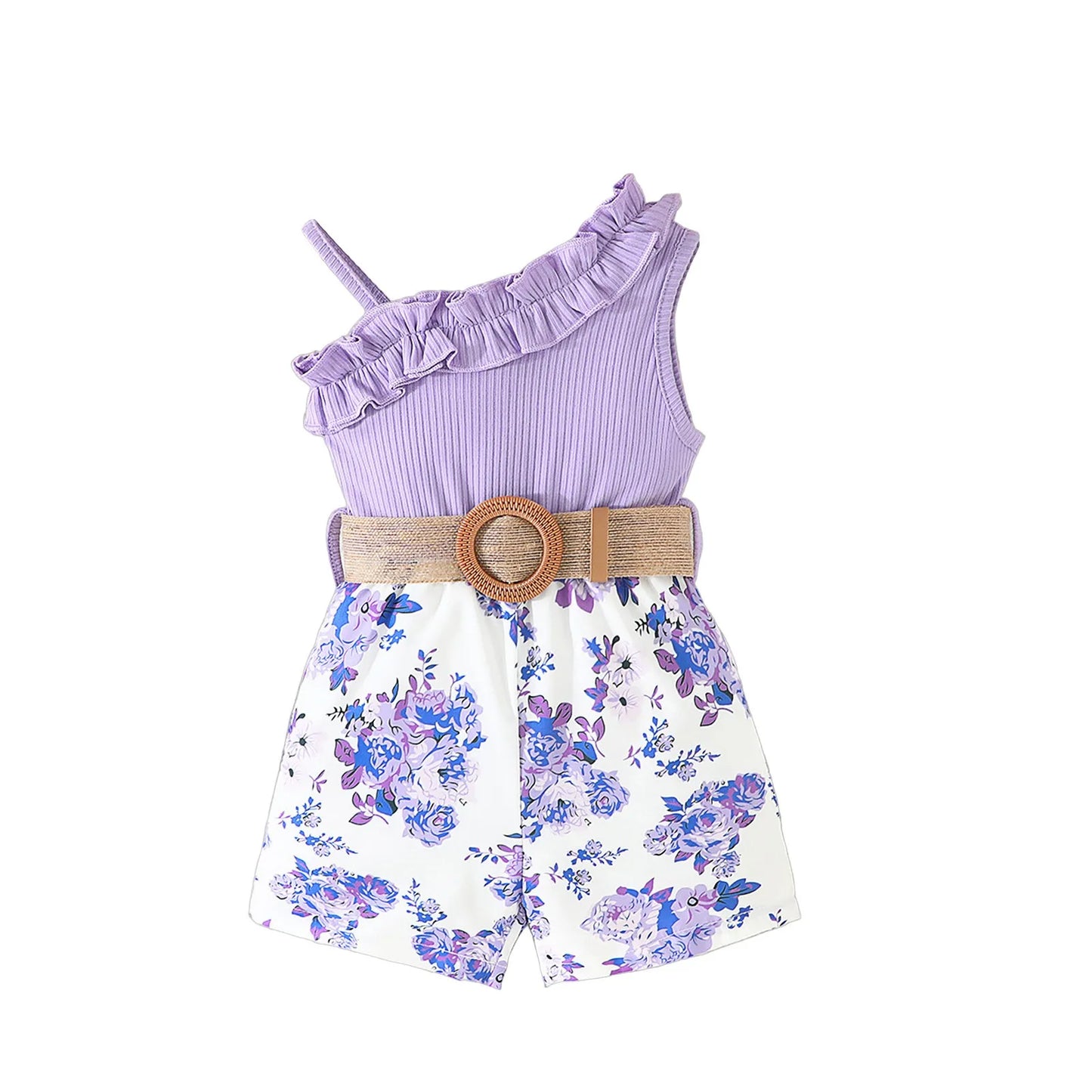 Girls Lace Neckline Floral Princess Dress