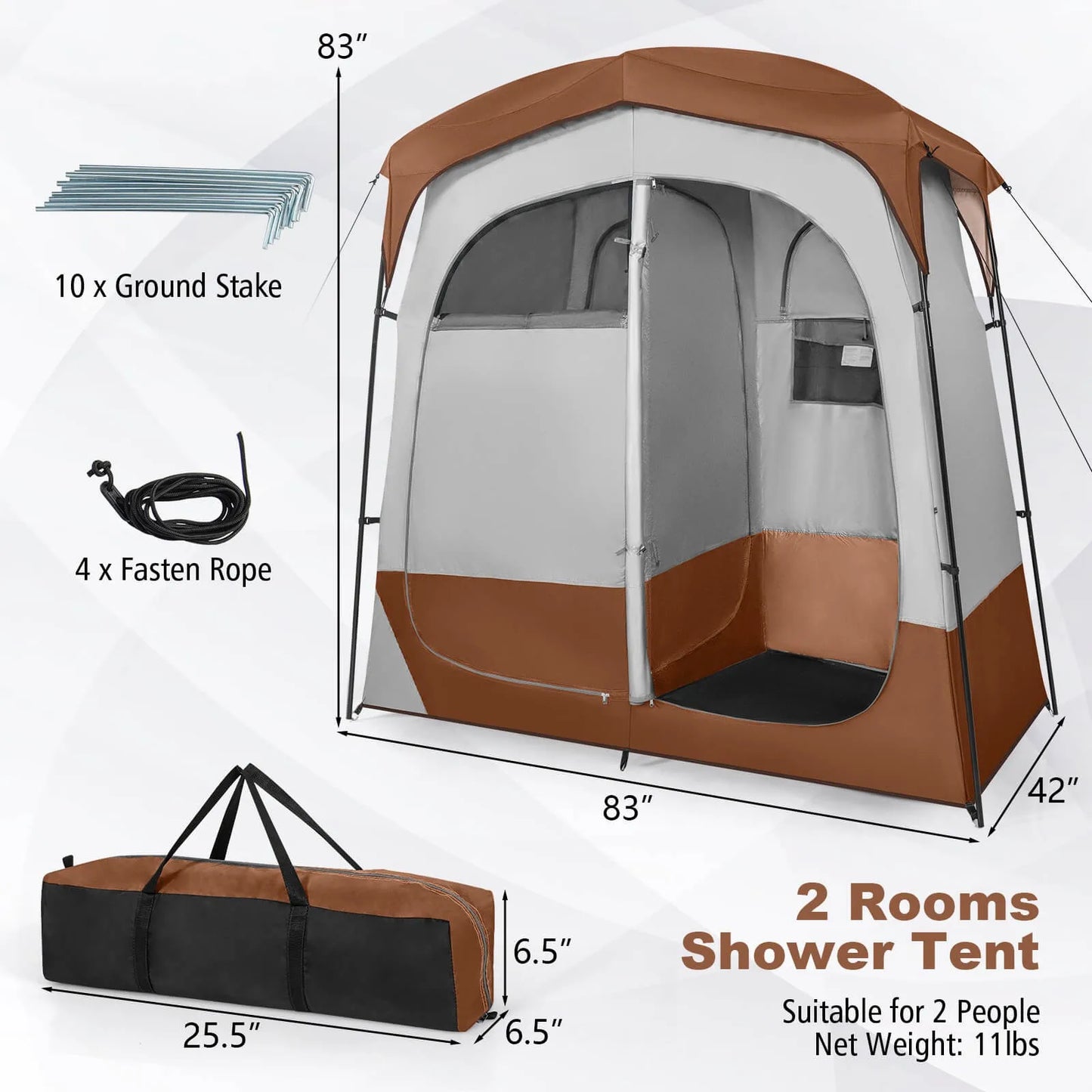 Portable Two Room Outdoor Shower and Privacy Tent