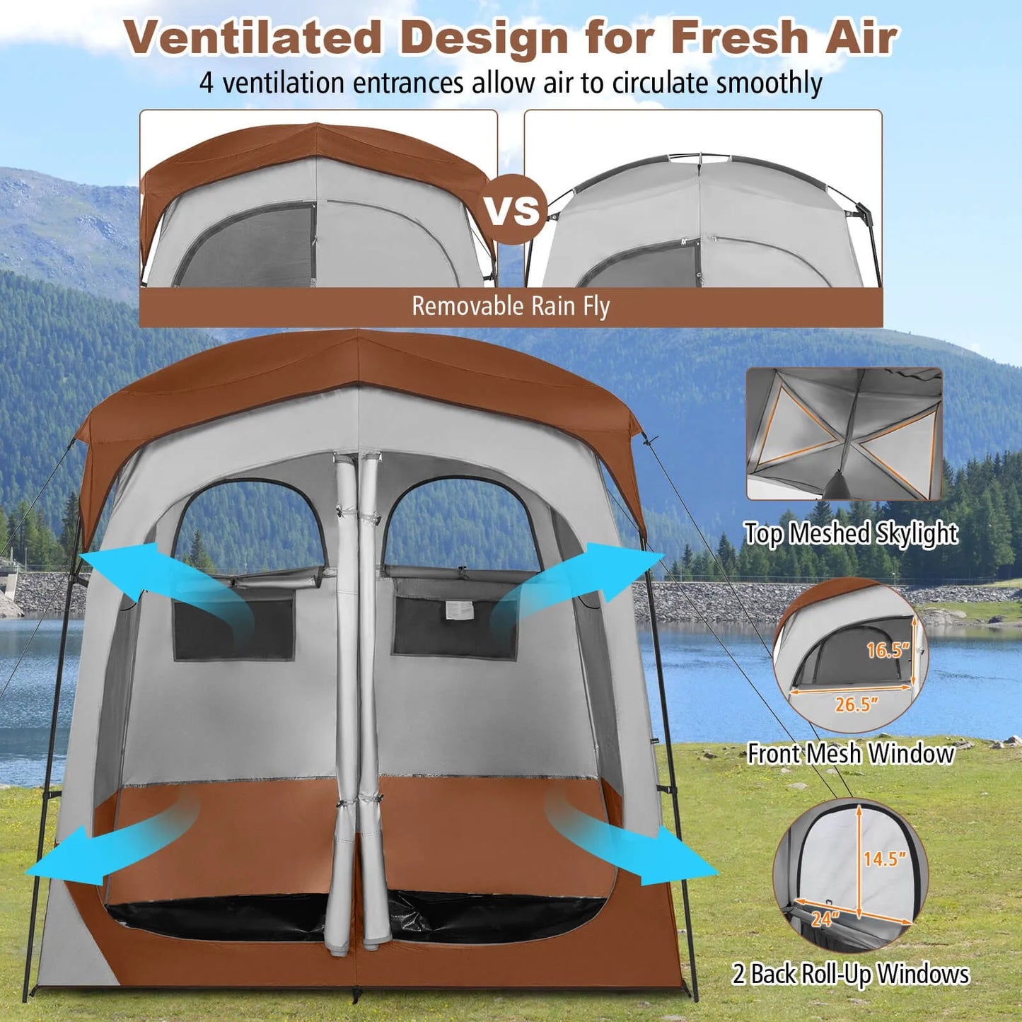 Portable Two Room Outdoor Shower and Privacy Tent
