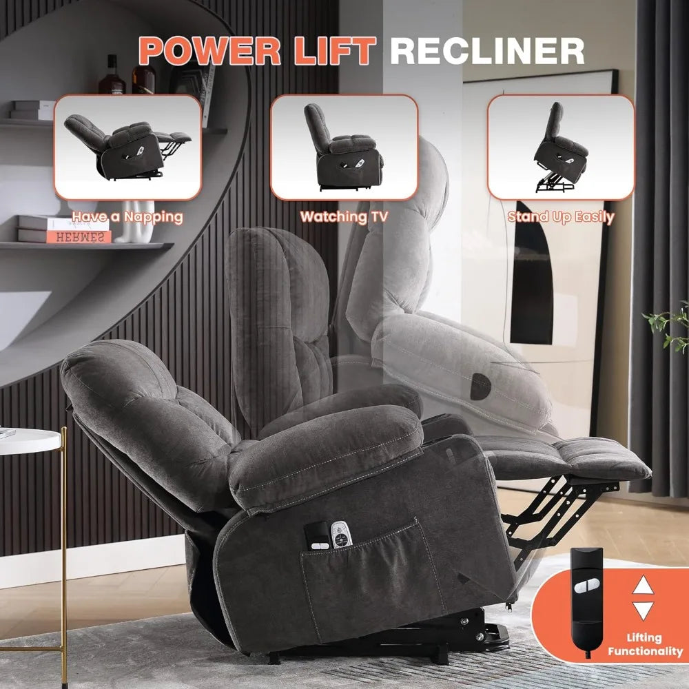 Power Lift Recliner Chair with Massage and Lumbar Heating