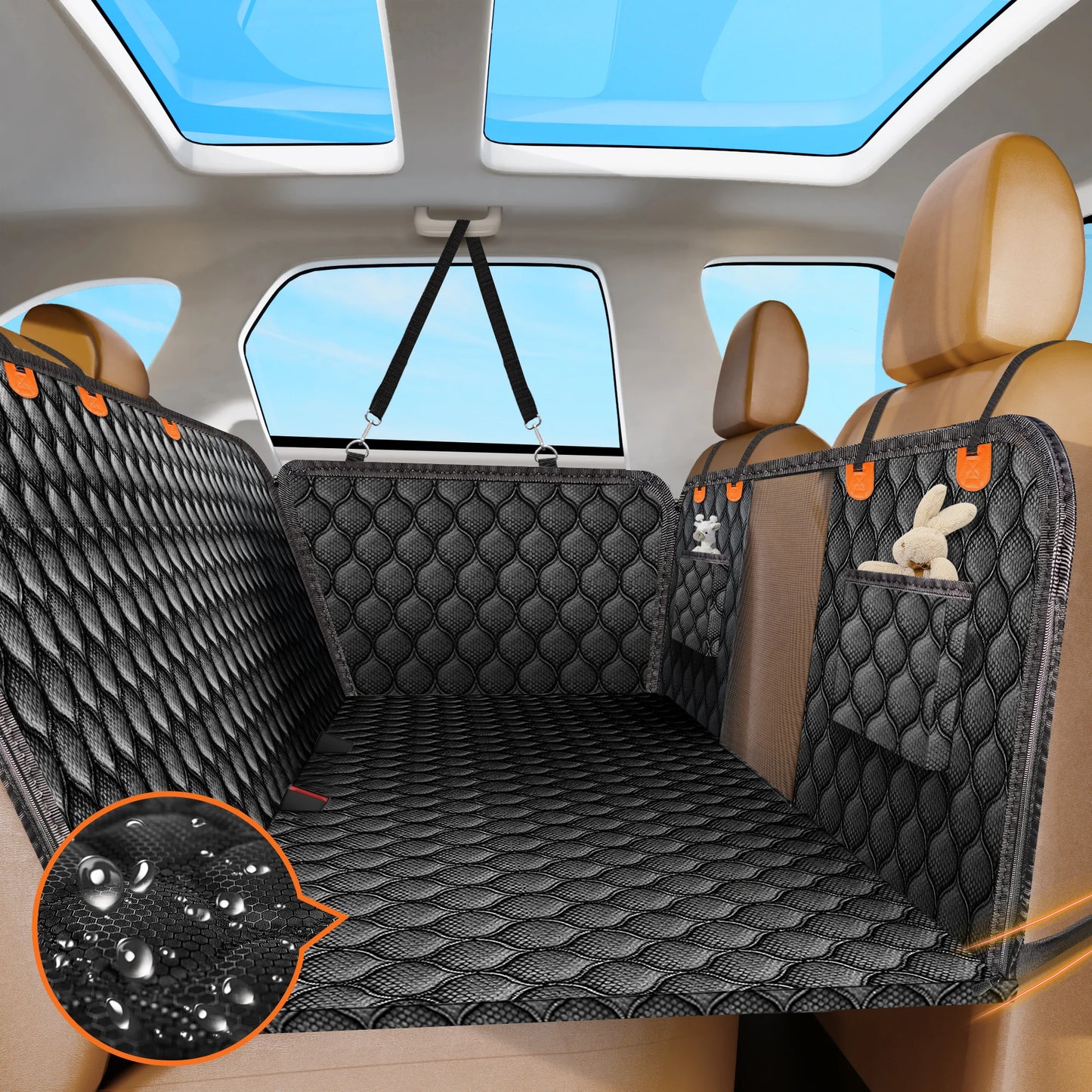 Back Seat Extender for Dogs Colors Black and Gray, Read More.