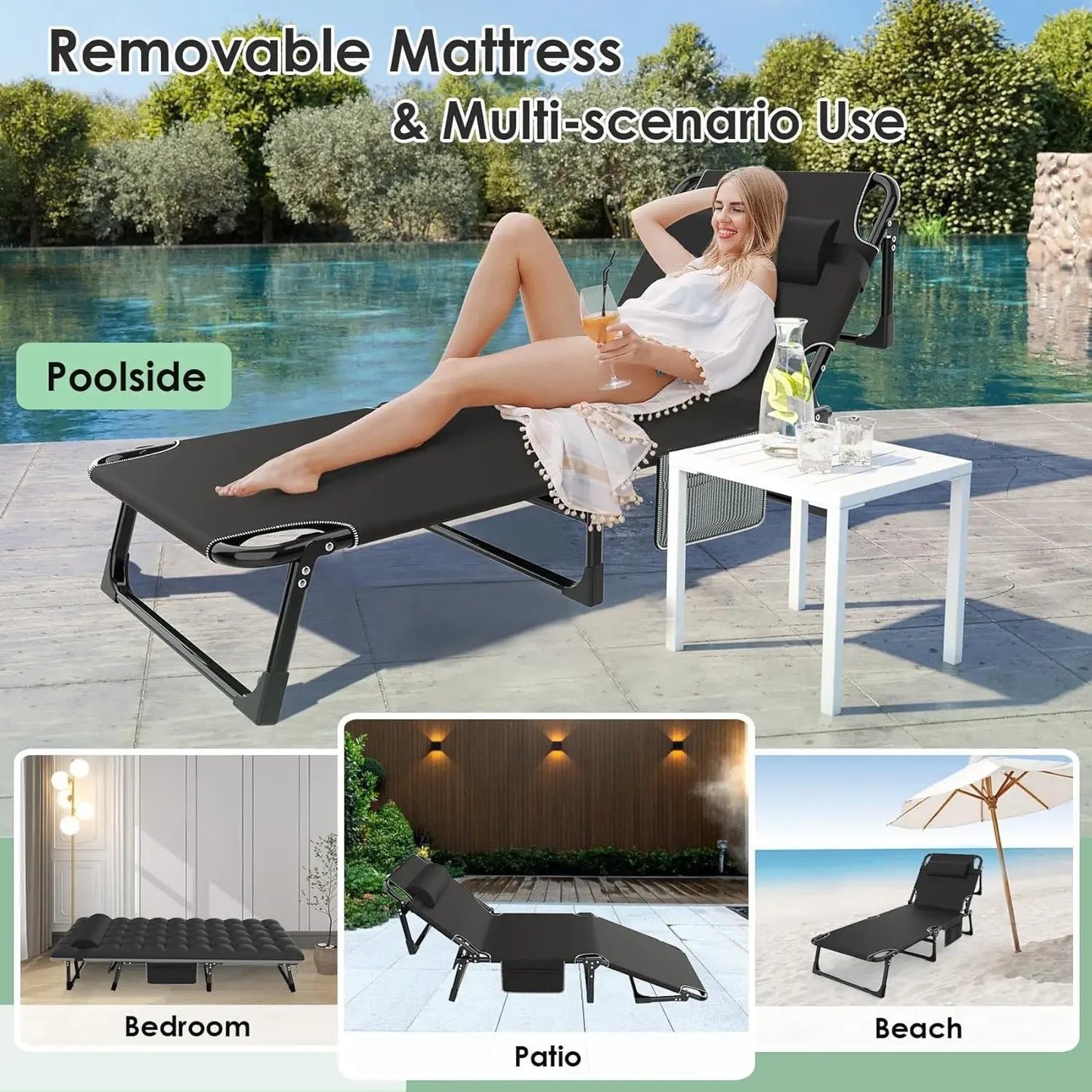 Adjustable 3-in-1 Folding Camping Cot Bed