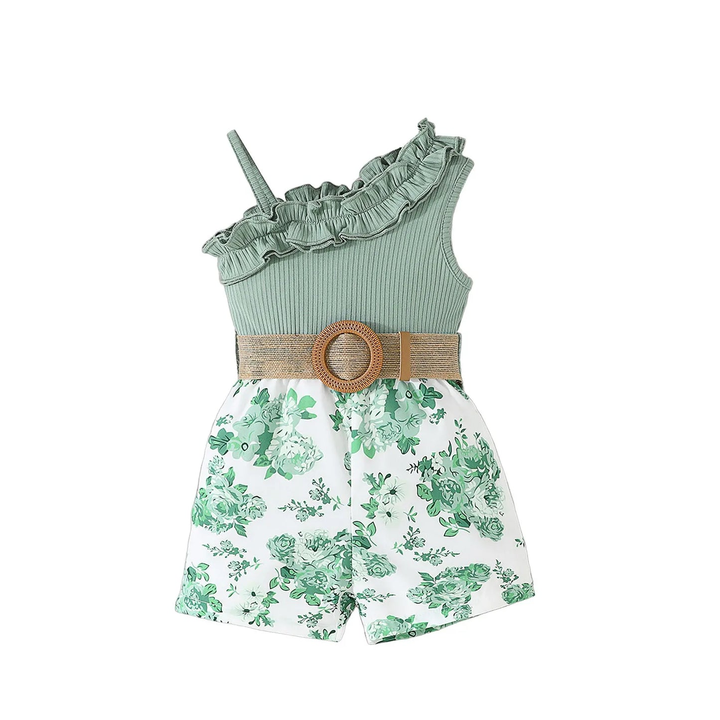 Girls Lace Neckline Floral Princess Dress