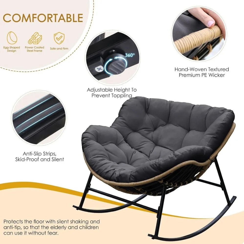 2 Double Padded Rocking Chair with Cushion