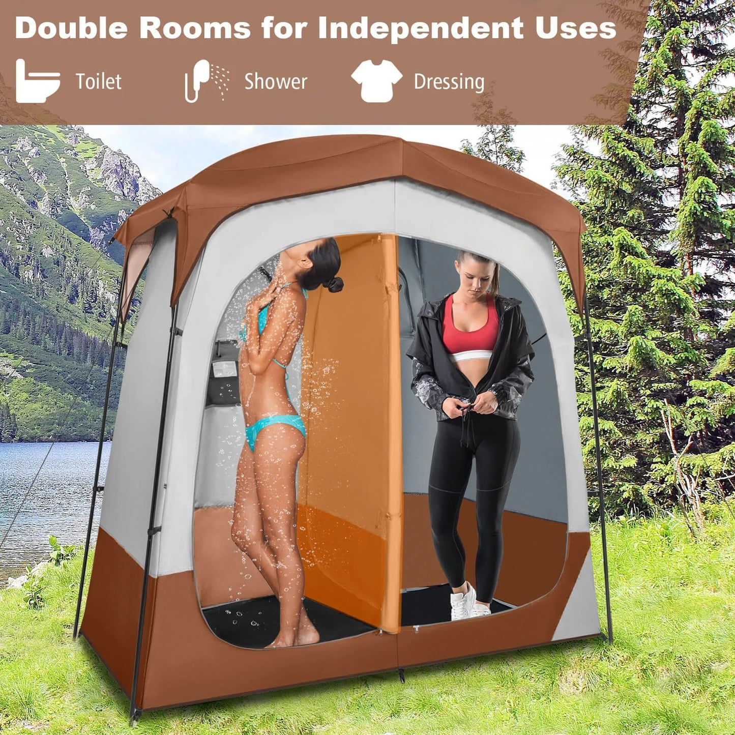 Portable Two Room Outdoor Shower and Privacy Tent