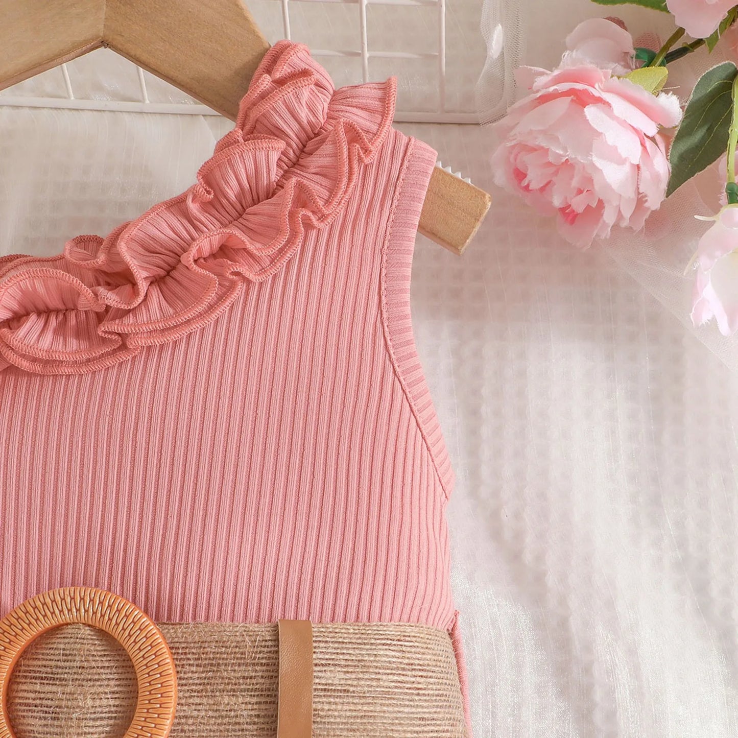 Girls Lace Neckline Floral Princess Dress
