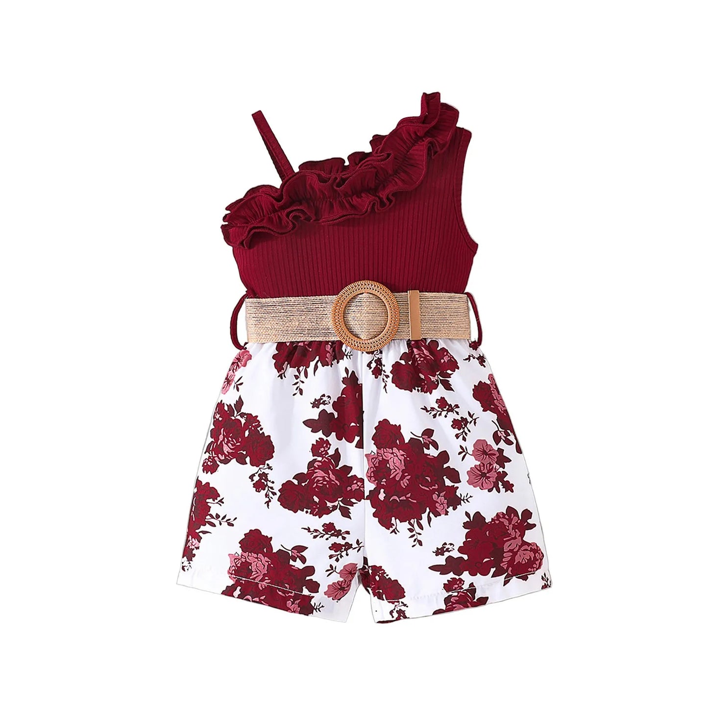 Girls Lace Neckline Floral Princess Dress