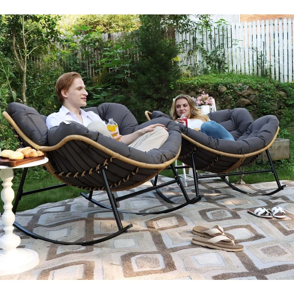2 Double Padded Rocking Chair with Cushion