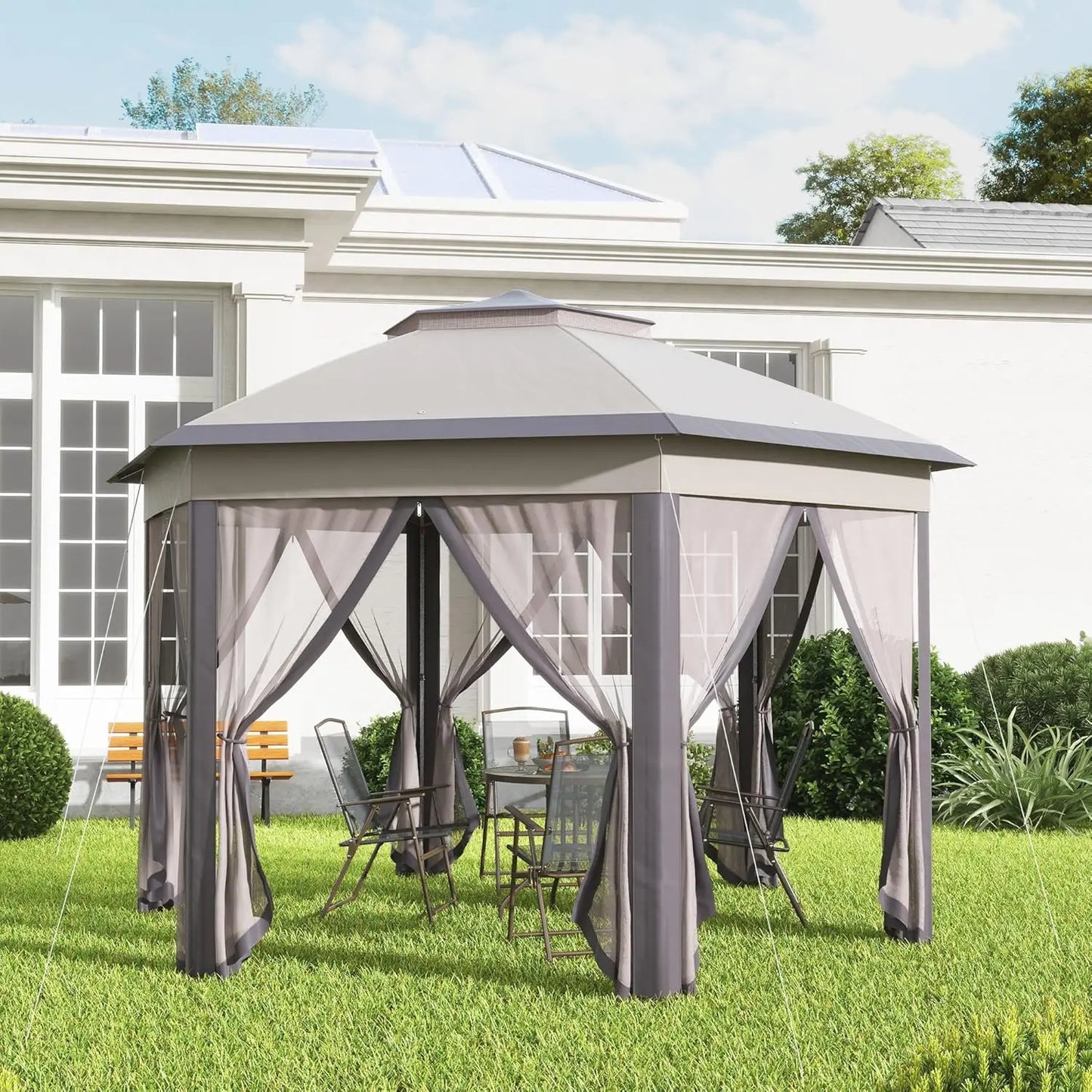 13' x 13' Pop Up Gazebo, Hexagonal Canopy Shelter