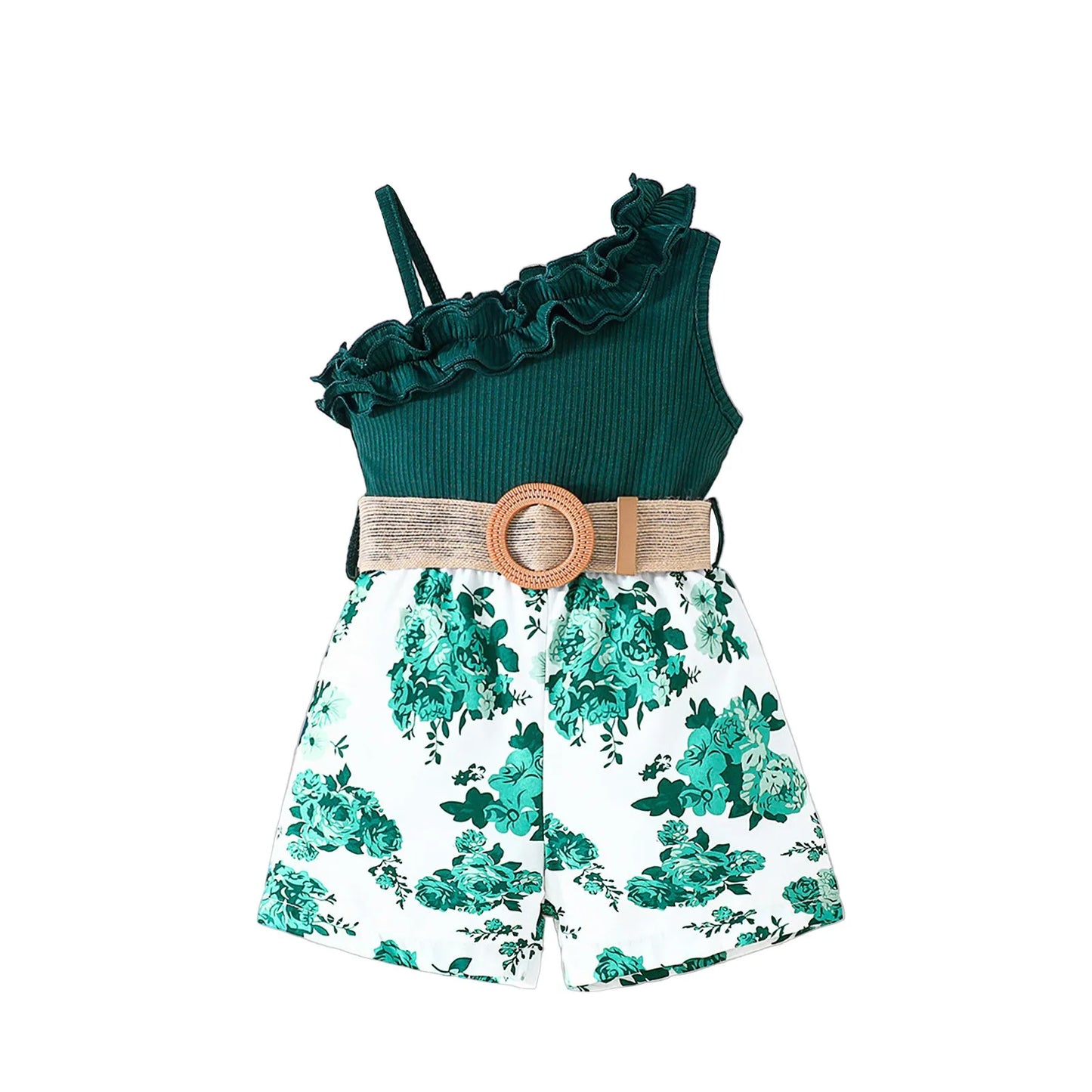 Girls Lace Neckline Floral Princess Dress