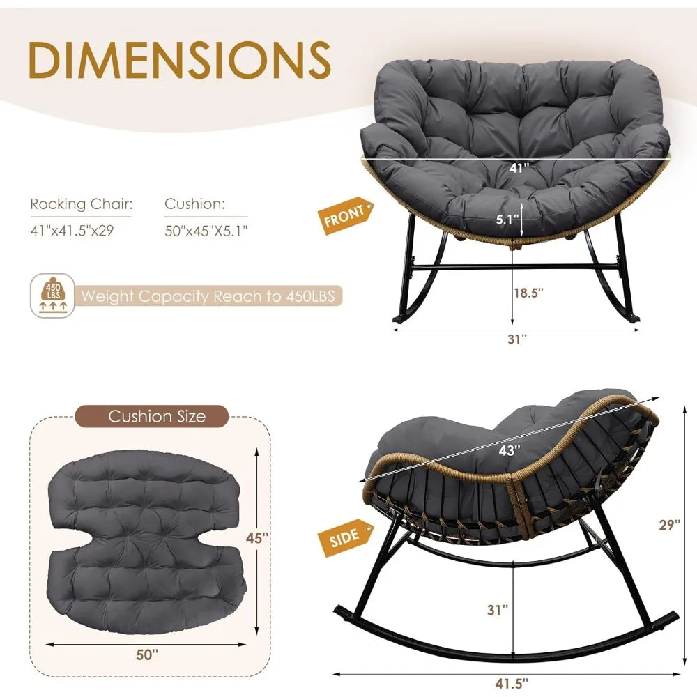 2 Double Padded Rocking Chair with Cushion